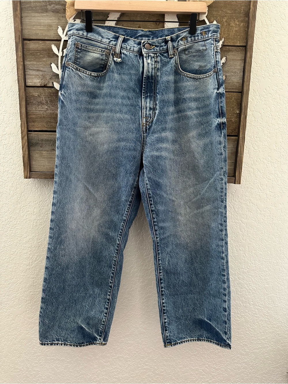 R13 Royer baggy Cropped Jean Blue Wash Jeans ladies size 31